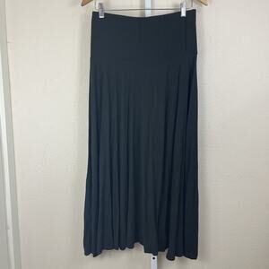 OGL Eco Skin-Kiss Flowy Maxi Skirt Womens M Medium Black Soft Jersey Stretch